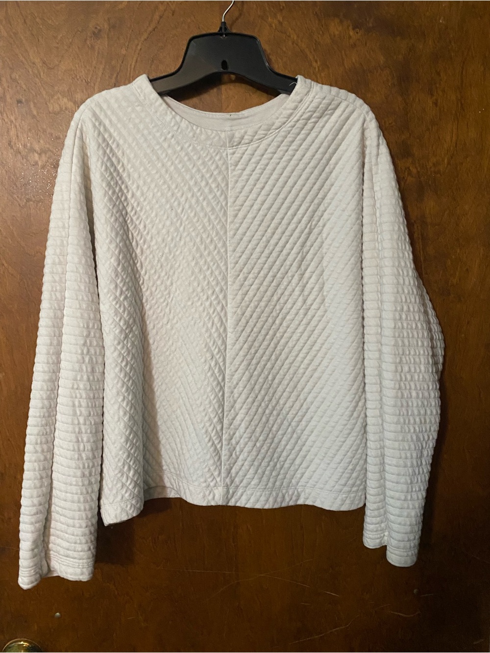 Large Womens beige quilted look sweater by a new day